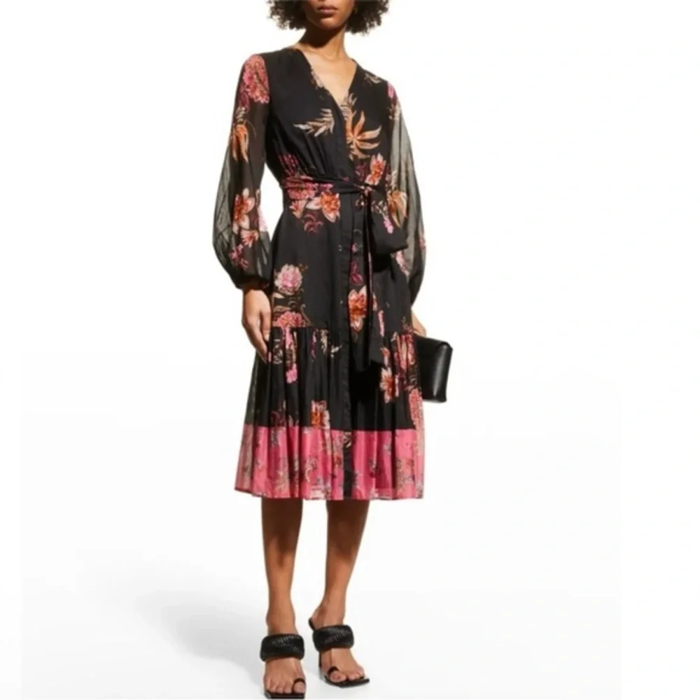 Kobi Halperin Denise Floral Belted Midi-Dress Size Medium - Picture 2 of 13